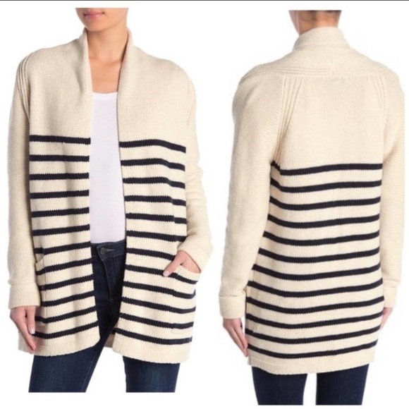 M Magaschoni Striped Collar open front Car… - Picture 1 of 5